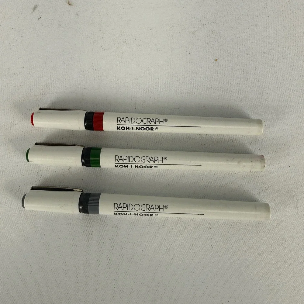 Vintage Koh-I-Noor Rapidograph Technical Pens Set of 3 Sizes .35 .60 .80 USA